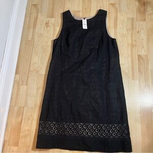 Ann Taylor LOFT DRESS 12 Black Lace Shift Sleeveless LINED BACK ZIP CLASSIC NWT
